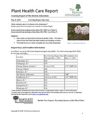 Plant Health Care Report: 2015, May 8 Growing Degree Day issue