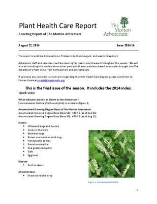 Plant Health Care Report, Issue 2014.16
