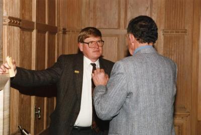 George Ware Retirement Party in Founders Room - Tom Green chatting