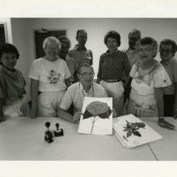 Herbarium's 75,000 accession, volunteers with Nina Podrasky (left), Bill Hess (seated), Web Crowley (standing third from R)