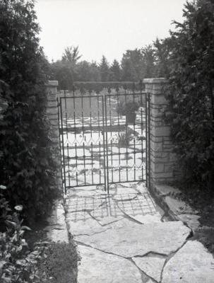 Heart pattern on Morton residence Iron garden gate