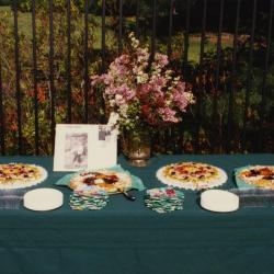 Green Nature, Human Nature book signing in Sterling Morton Library, refreshment table in May T. Watts Reading Garden