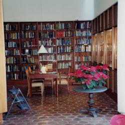 Sterling Morton Library Reading Room with poinsettias