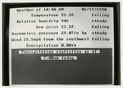 Monitor for Weather Station in Research Building