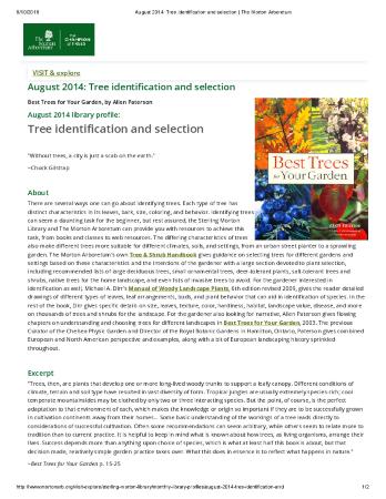 August 2014: Tree identification and selection