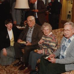 George Ware Retirement Party in Founders Room - group on couch (L to R): Nancy Stieber, Walter Eickhorst, Katie Eickhorst, Warren Portzer