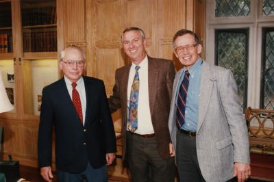 George Ware Retirement Party in Founders Room - (L to R): George Ware, unidentified person, Steve Messenger