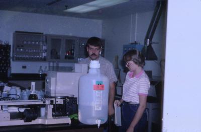 Pat Kelsey and woman in soils lab