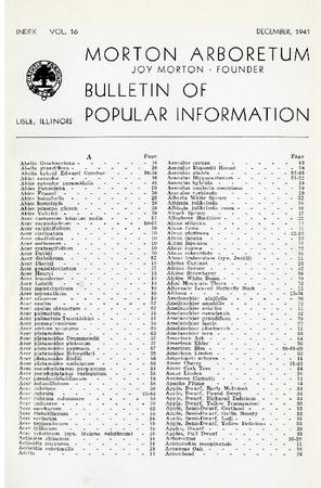 Bulletin of Popular Information V. 16 Index