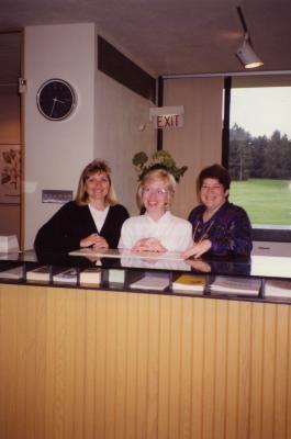 Visitor Center Staff at Visitor Center desk - (L to R): Linda Miller, Jean Leidinger, Linda Sanford