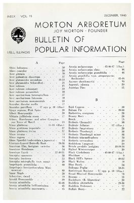 Bulletin of Popular Information V. 15 Index