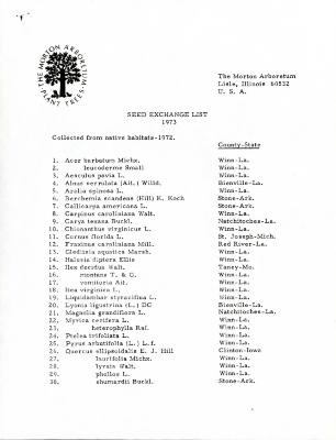 Seed Exchange List 1973