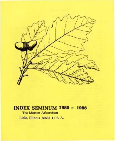 Index Seminum 1985-1986