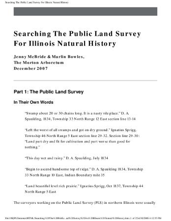 Searching The Public Land Survey For Illinois Natural History