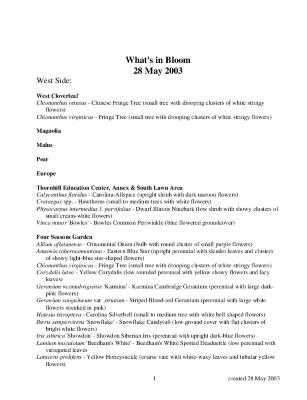 What's in Bloom: May 28, 2003