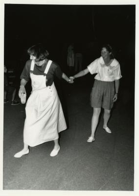 Volunteer Night - Nancy Hart (left) and Linda Wetstein dancing