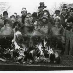 Yule Log Hunt - burning the log in the East Side of the Arboretum