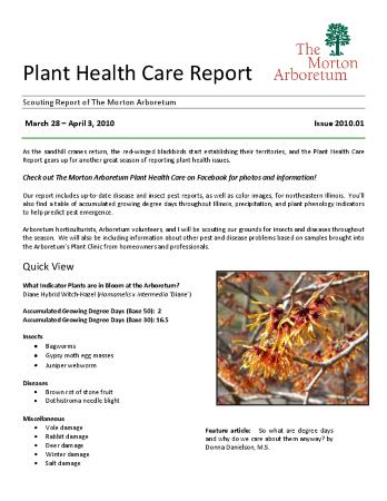 Plant Health Care Report: Issue 2010.01