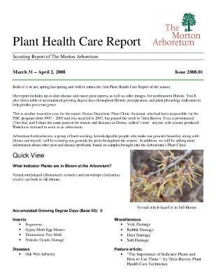Plant Health Care Report: Issue 2008.01