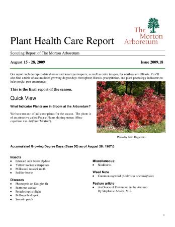 Plant Health Care Report: Issue 2009.18