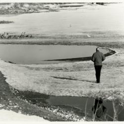 Alfred Etter observing ducks &amp; geese on Arbor Lake in winter