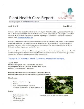 Plant Health Care Report: Issue 2012.1