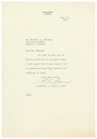 1937/03/17: A. J. Lepine to Marshall Johnson