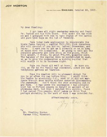 1916/10/23: Joy Morton to Sterling Morton