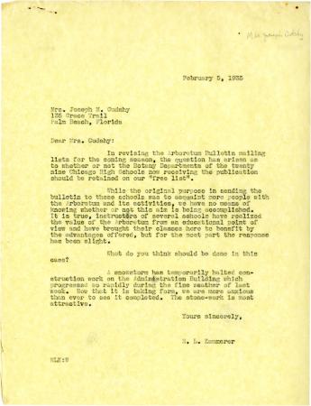 1935/02/05: E. L. Kammerer to Mrs. Jean Cudahy