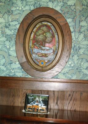 Arbor Lodge State Historical Park and Mansion, plaque on wall over framed picture of dining table