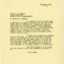 1921/09/16: [Joy Morton] to C. S. Sargent