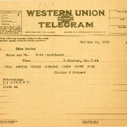 1921/10/13: Charles S. Sargent to John Dunbar