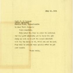 1921/07/28: Joy Morton to C. S. Sargent