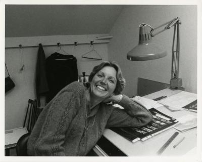 Nancy Hart at desk