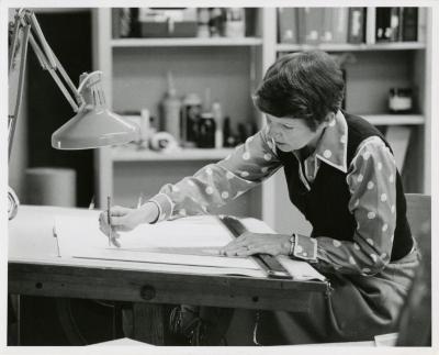 Nancy Hart working at desk