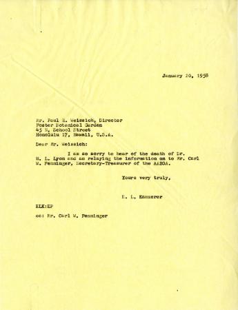 1958/01/20: E. Lowell Kammerer to Paul R. Weissich
