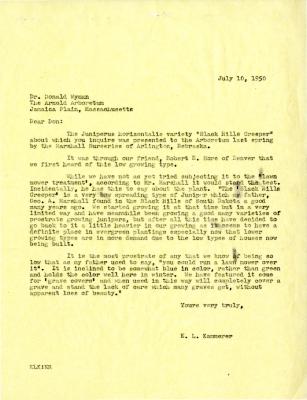 1950/07/10: E.L. Kammerer to Donald Wyman