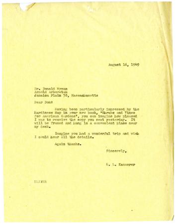 1949/08/16: E. L. Kammerer to Donald Wyman