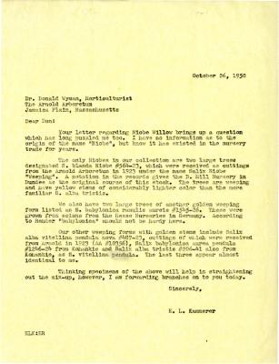 1950/10/26: E. L.Kammerer to Donald Wyman