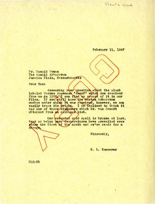 1947/02/11: E.L. Kammerer to Donald Wyman