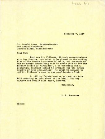 1947/11/07: E.L. Kammerer to Donald Wyman
