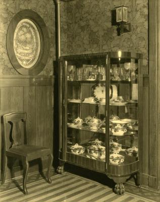 Arbor Lodge album: interior of house, china cabinet with chair