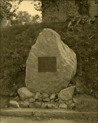 Arbor Lodge album: stone marker commemorating Oregon Trail crossing