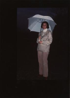 Cara Heldt holding umbrella