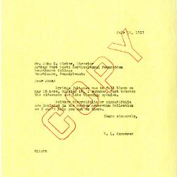 1953/07/16: E.L. Kammerer to John Wister