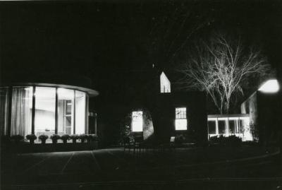 Administration Building rotunda &amp; Sterling Morton Library at night