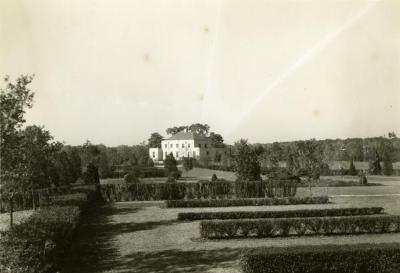 Administration Building, distant view from Hedge Garden