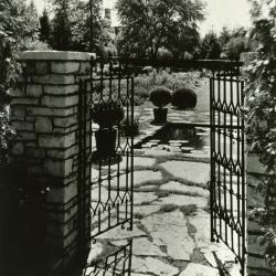 Morton Residence grounds at Thornhill, open gates to residence garden