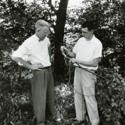 Clarence Godshalk with Webster Crowley studying Dutch Elm Disease