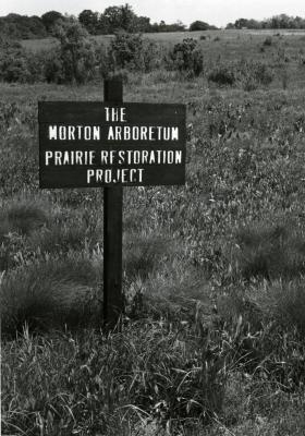 Prairie Restoration Project sign at old prairie